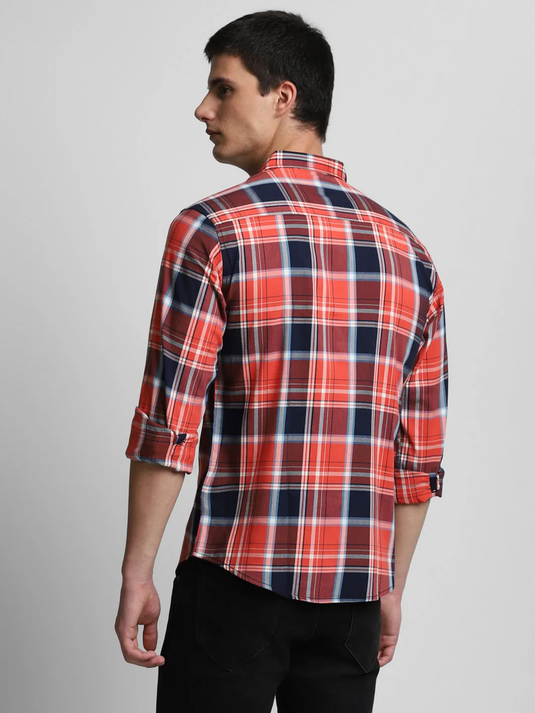 Men's Red Checkered Full Sleeve Casual Shirts