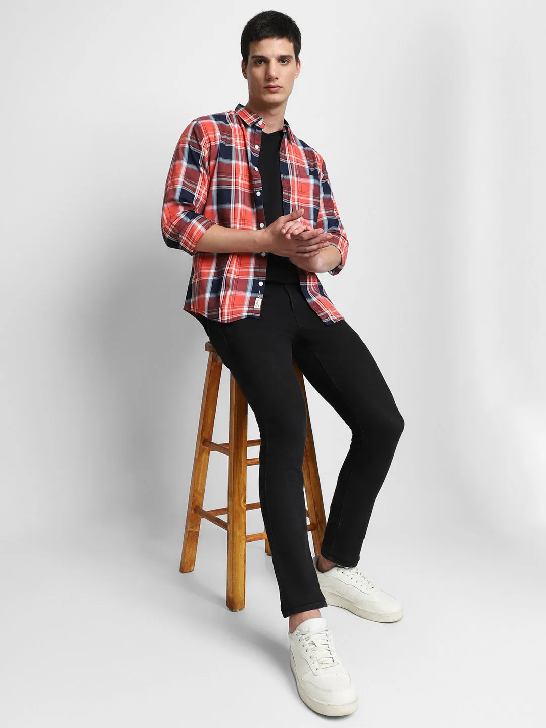 Men's Red Checkered Full Sleeve Casual Shirts