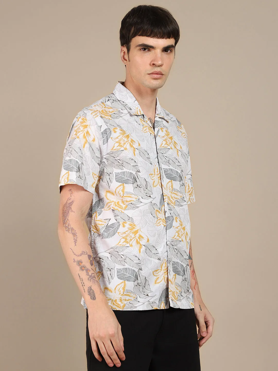 Men's Regular Collar Slim Fit Solid Charcoal Casual Shirts