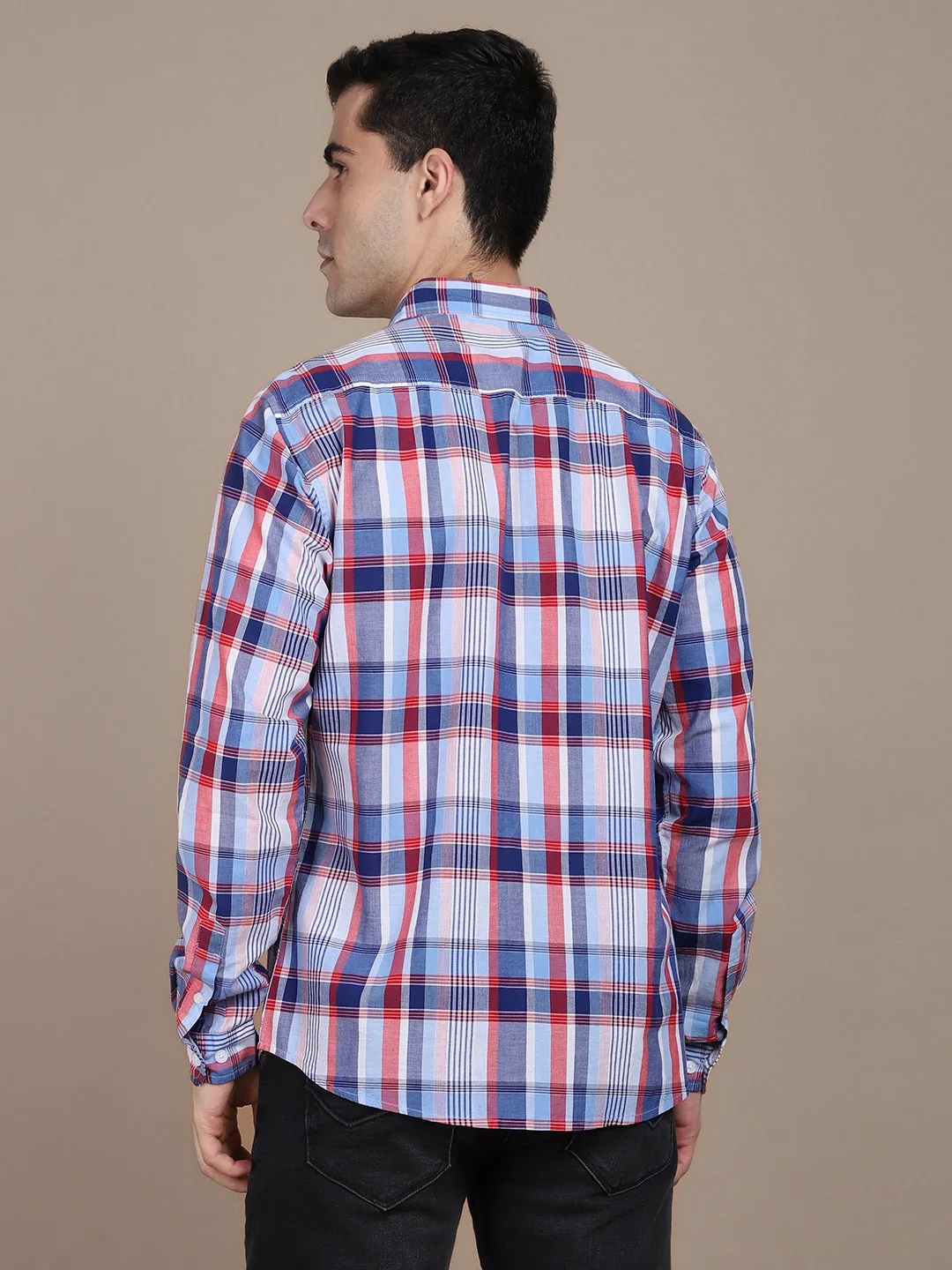 Men's Regular Collar Slim Fit Stripes Green Casual Shirts