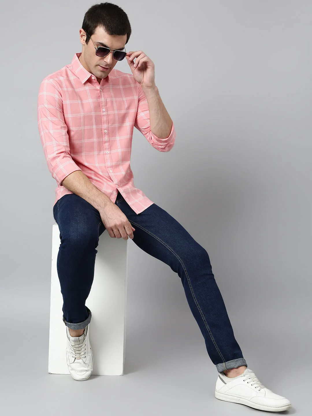 Men's Slim Fit Cotton Checks Full Sleeves Casual Shirt