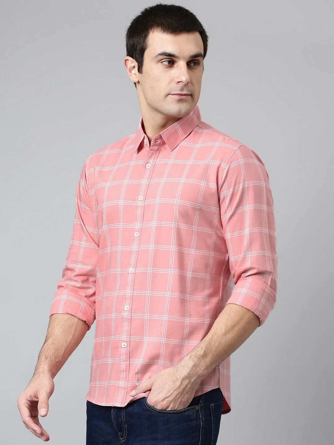 Men's Slim Fit Cotton Checks Full Sleeves Casual Shirt