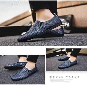 Men's Solid Color Slip-On Loafers, Fashion Casual Sneakers with Arch Support, Single Shoes for Outdoor Cycling Hiking