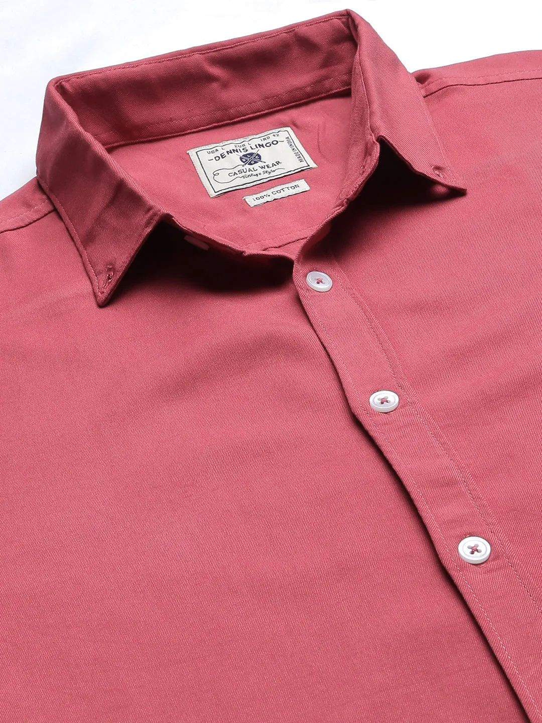 Men's Solid Pink Slim Fit Cotton Casual Shirt