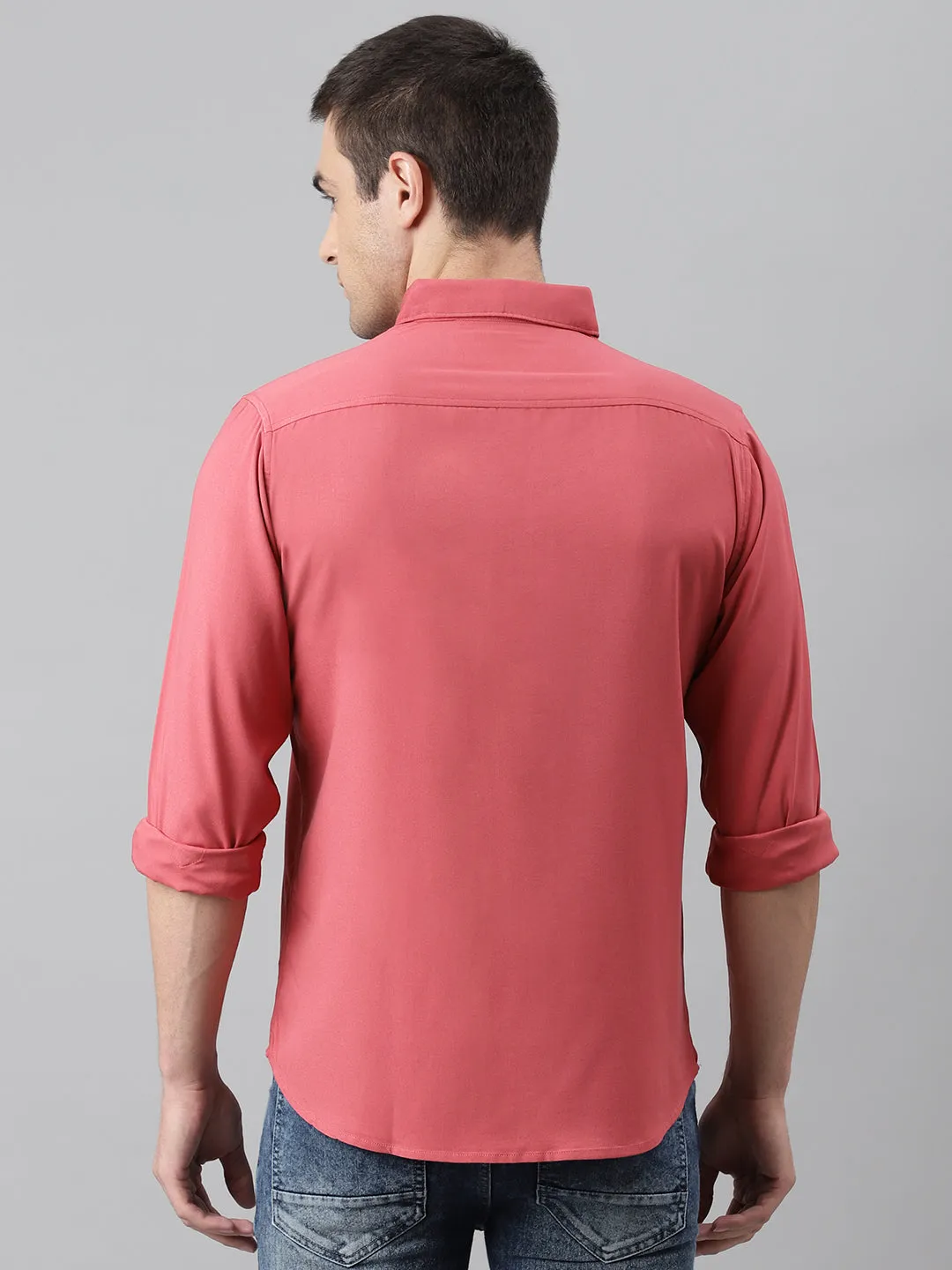 Men's Solid Pink Slim Fit Cotton Casual Shirt