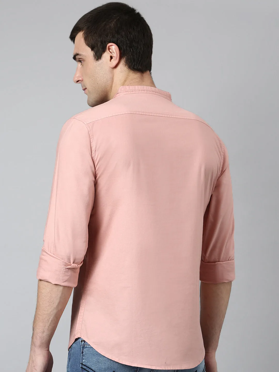 Men's Solid Slim Fit Cotton Casual Shirt With Cut Pocket