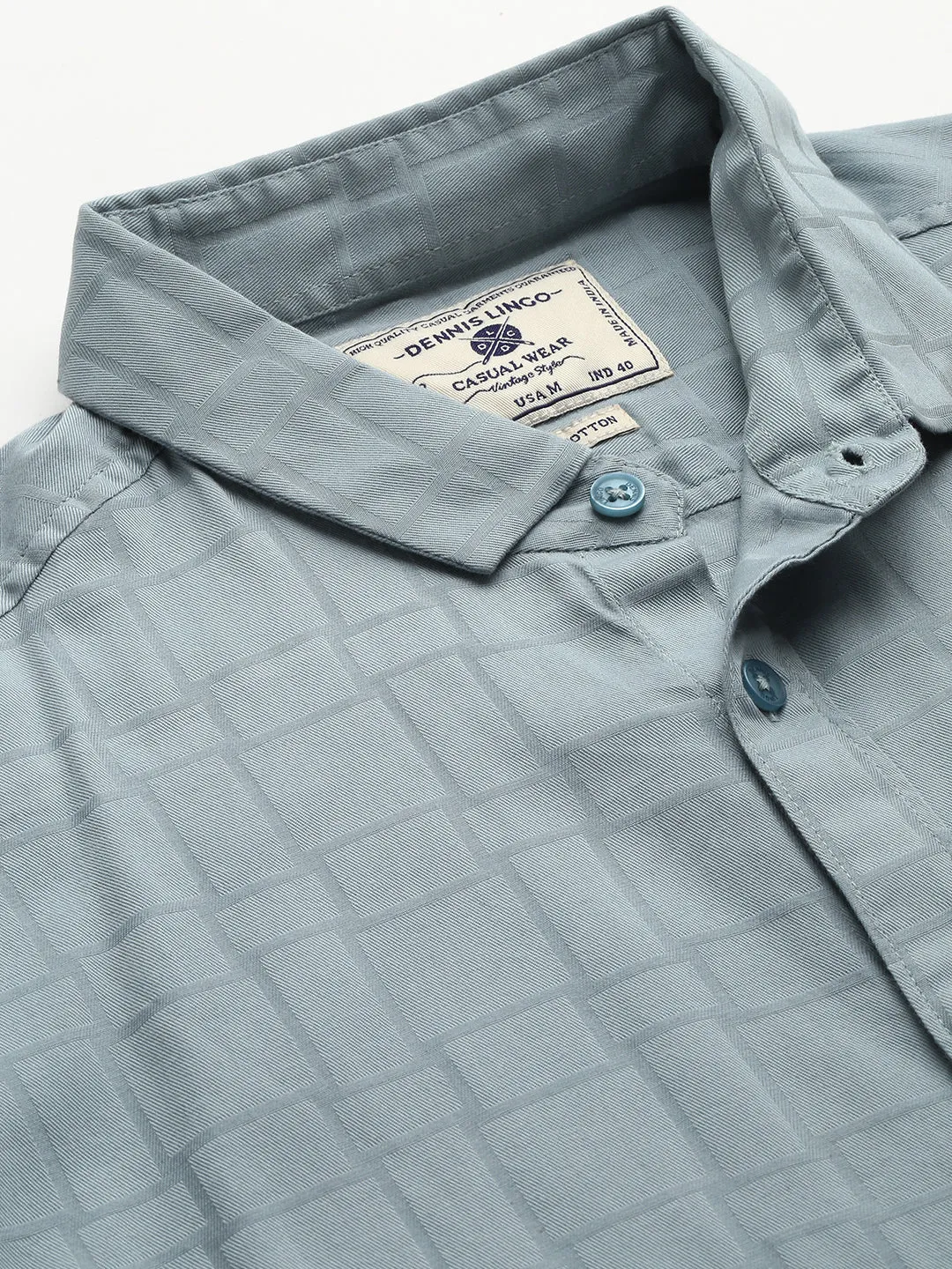Men's Solid/Plain  Slim Fit Spread Collar Shirt (Teal)