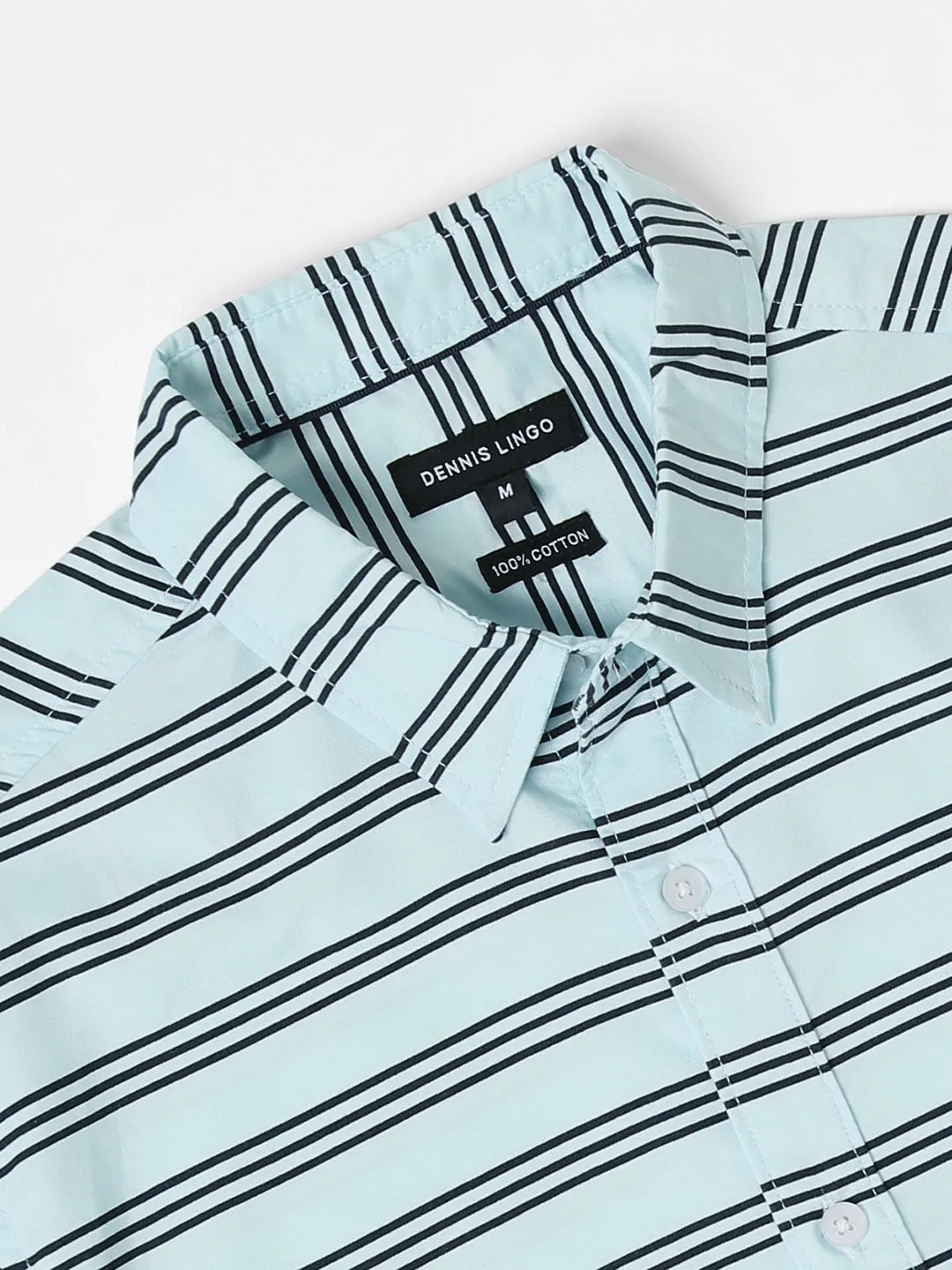 Men's Spread Collar Regular Fit Checks Blue Casual Shirt