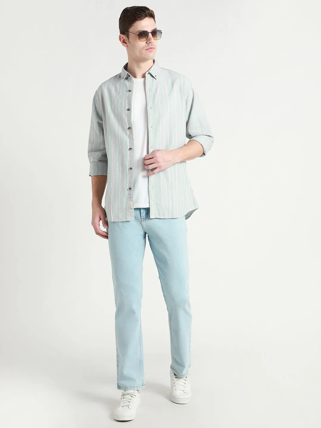 Men's Straight Washed LIGHT BLUE Jeans