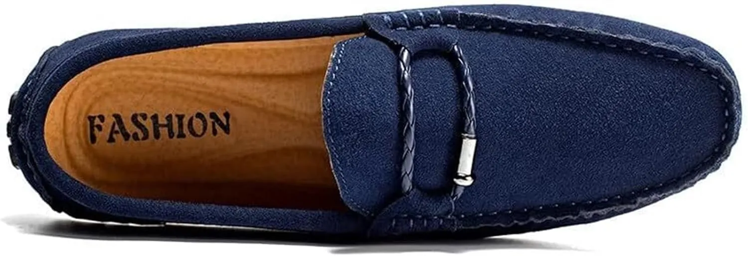 Men's Suede Casual Loafers Comfortable Slip On Lightweight Flat Dress Shoes for Office Walking Driving