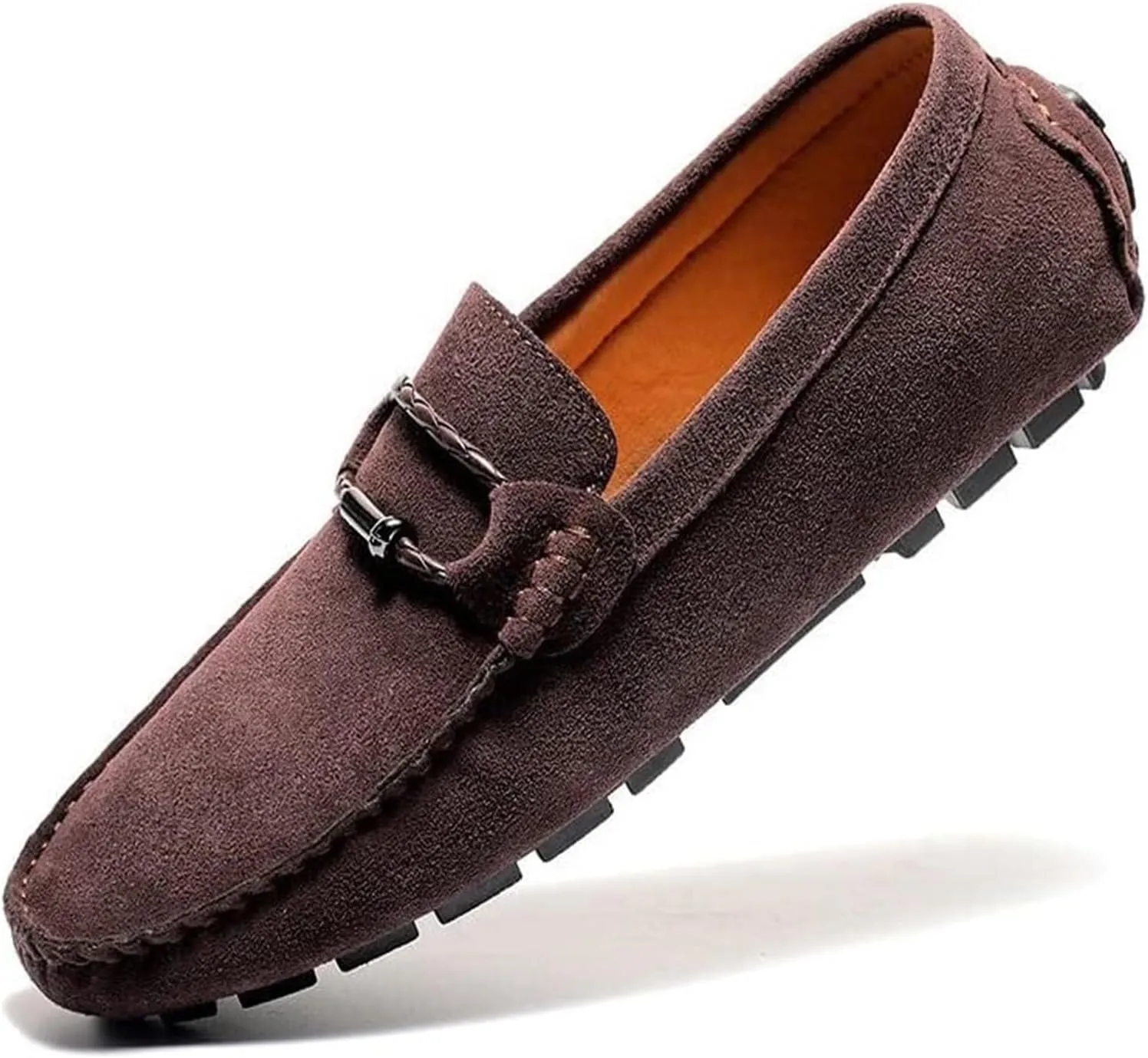 Men's Suede Casual Loafers Comfortable Slip On Lightweight Flat Dress Shoes for Office Walking Driving