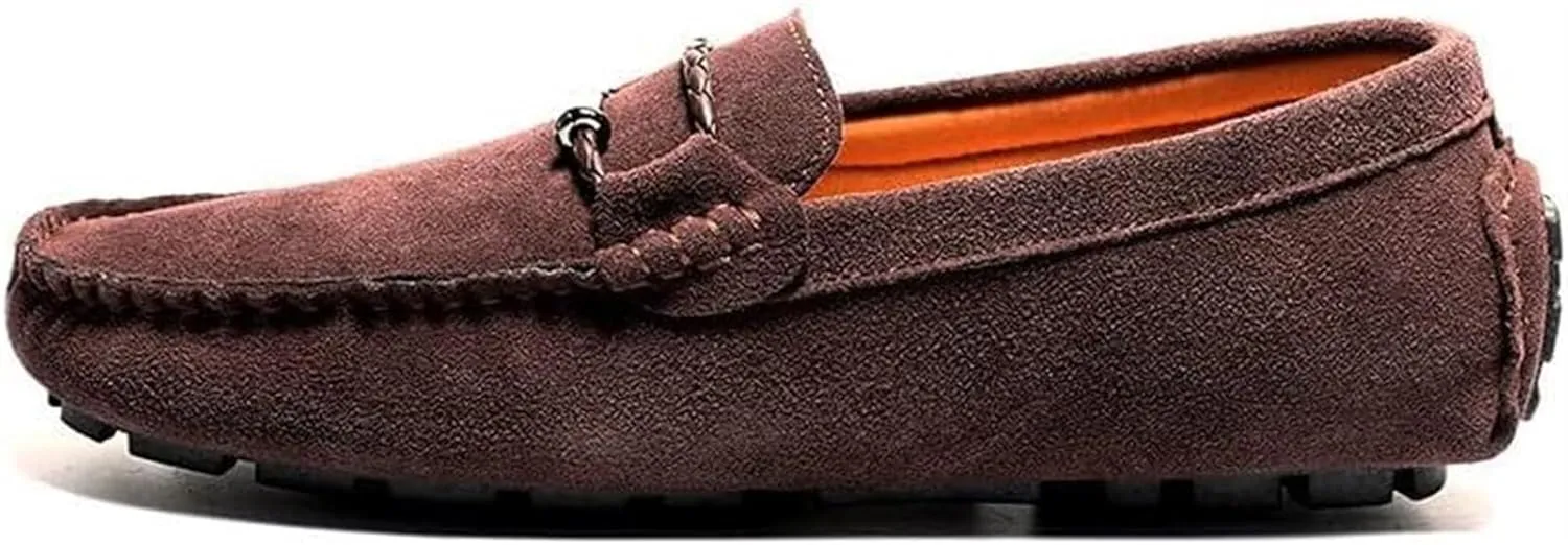 Men's Suede Casual Loafers Comfortable Slip On Lightweight Flat Dress Shoes for Office Walking Driving