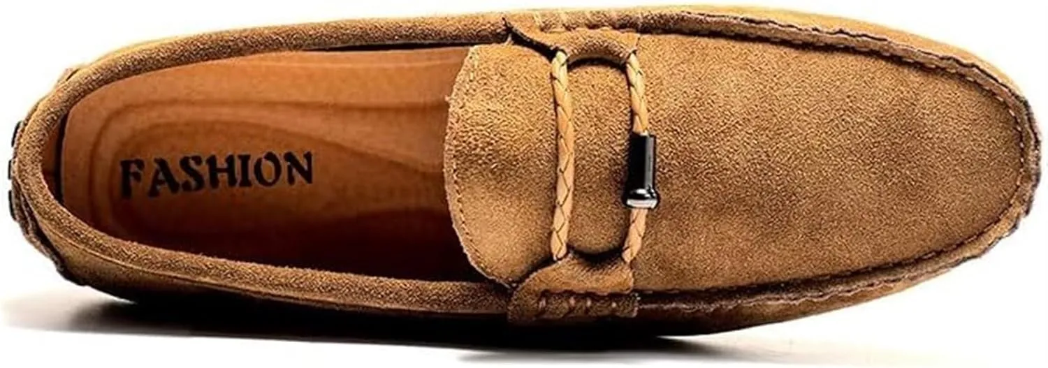 Men's Suede Casual Loafers Comfortable Slip On Lightweight Flat Dress Shoes for Office Walking Driving