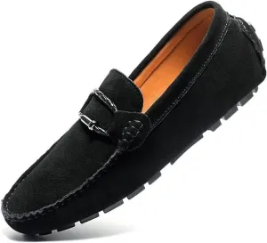 Men's Suede Casual Loafers Comfortable Slip On Lightweight Flat Dress Shoes for Office Walking Driving