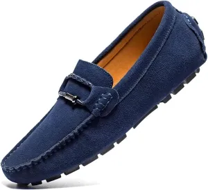Men's Suede Casual Loafers Comfortable Slip On Lightweight Flat Dress Shoes for Office Walking Driving
