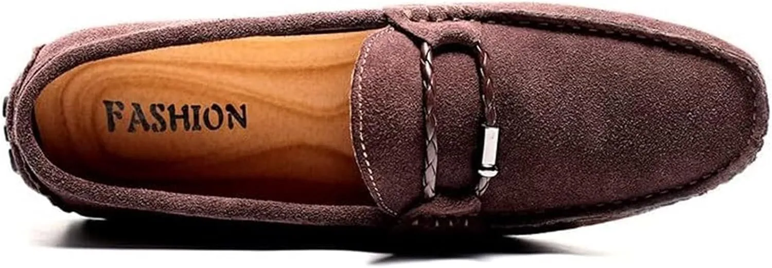 Men's Suede Casual Loafers Comfortable Slip On Lightweight Flat Dress Shoes for Office Walking Driving