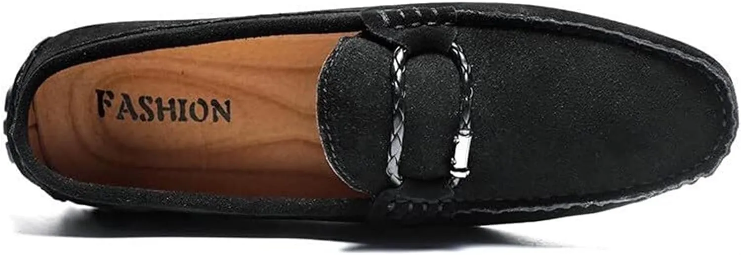 Men's Suede Casual Loafers Comfortable Slip On Lightweight Flat Dress Shoes for Office Walking Driving