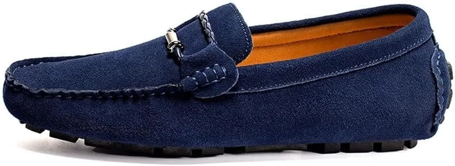 Men's Suede Casual Loafers Comfortable Slip On Lightweight Flat Dress Shoes for Office Walking Driving