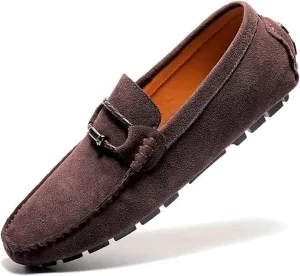 Men's Suede Casual Loafers Comfortable Slip On Lightweight Flat Dress Shoes for Office Walking Driving