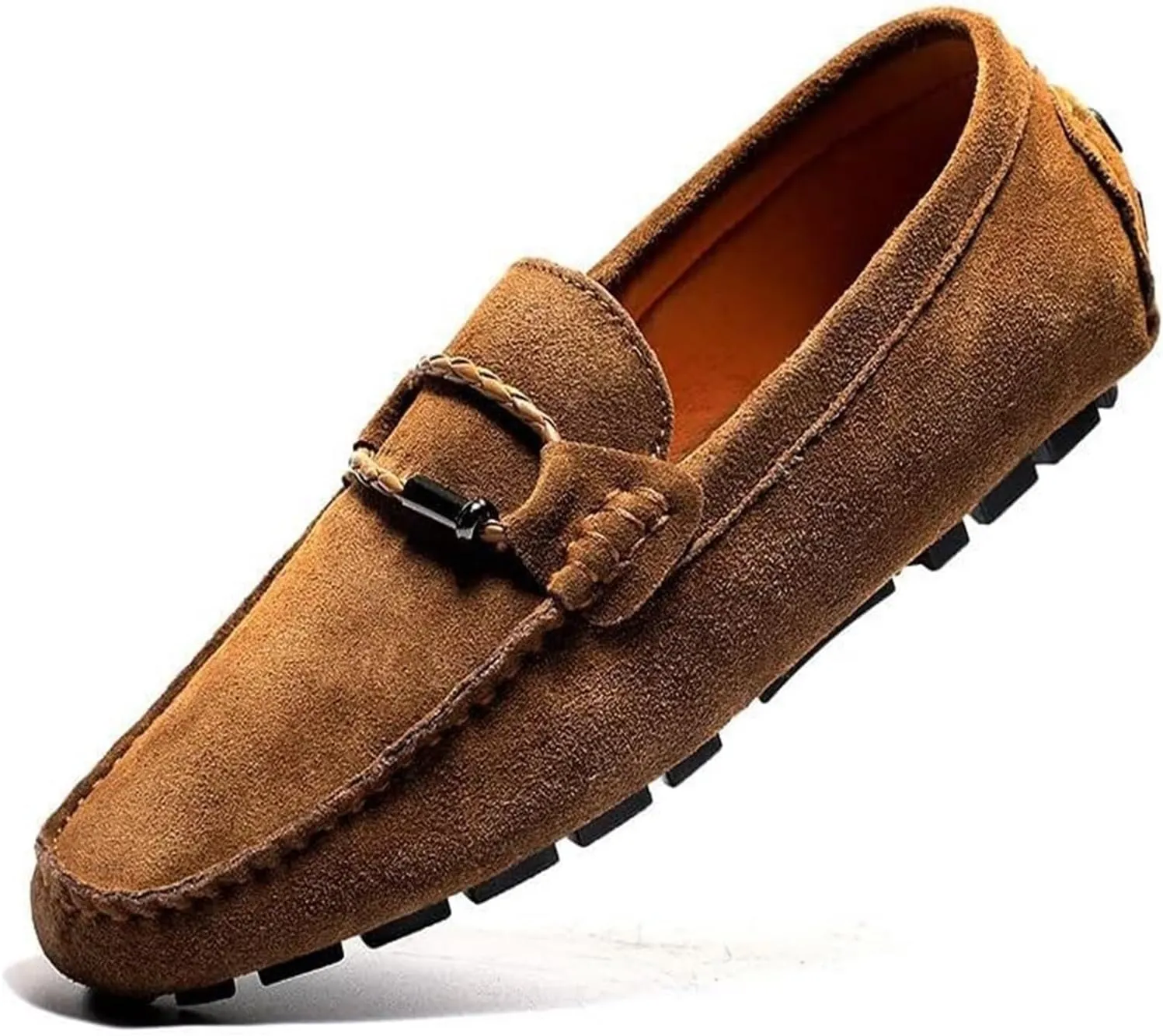 Men's Suede Casual Loafers Comfortable Slip On Lightweight Flat Dress Shoes for Office Walking Driving