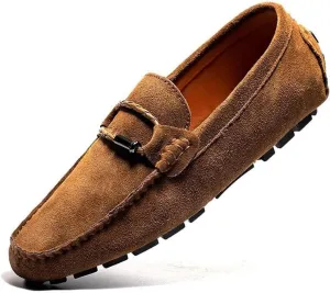 Men's Suede Casual Loafers Comfortable Slip On Lightweight Flat Dress Shoes for Office Walking Driving