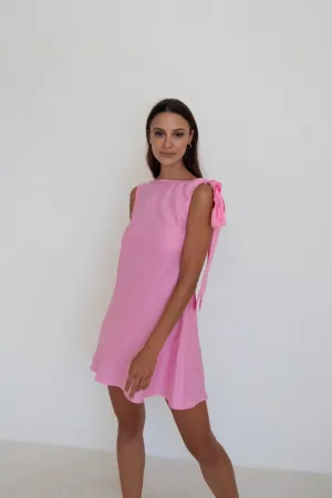 Mini Wilmer Dress Barbie Pink Linen