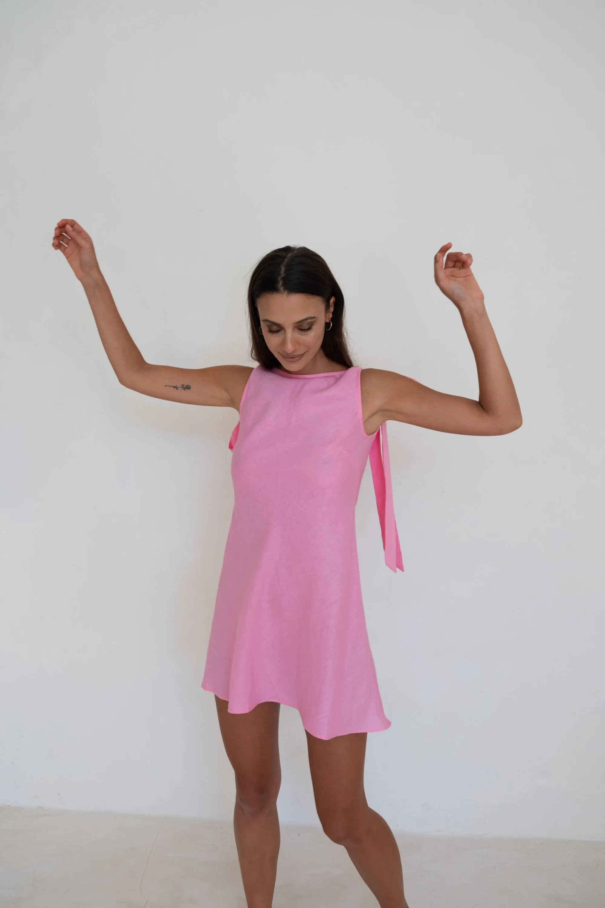 Mini Wilmer Dress Barbie Pink Linen