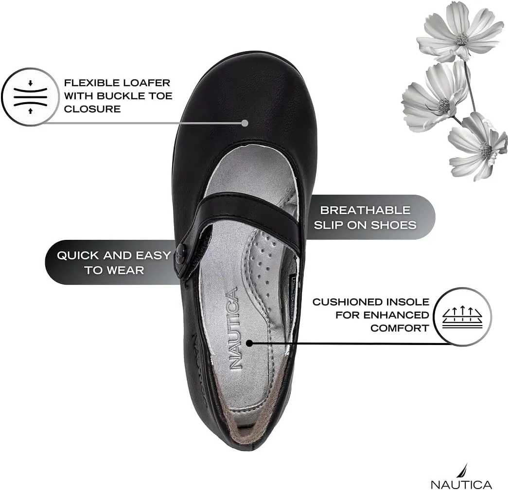 Nautica Girls' Dress Slip On Ballerina Flats ??Mary Jane Ballet Fashion Shoes for Toddlers, Little Kids, and Big Kids ??Lightweight & Comfortable