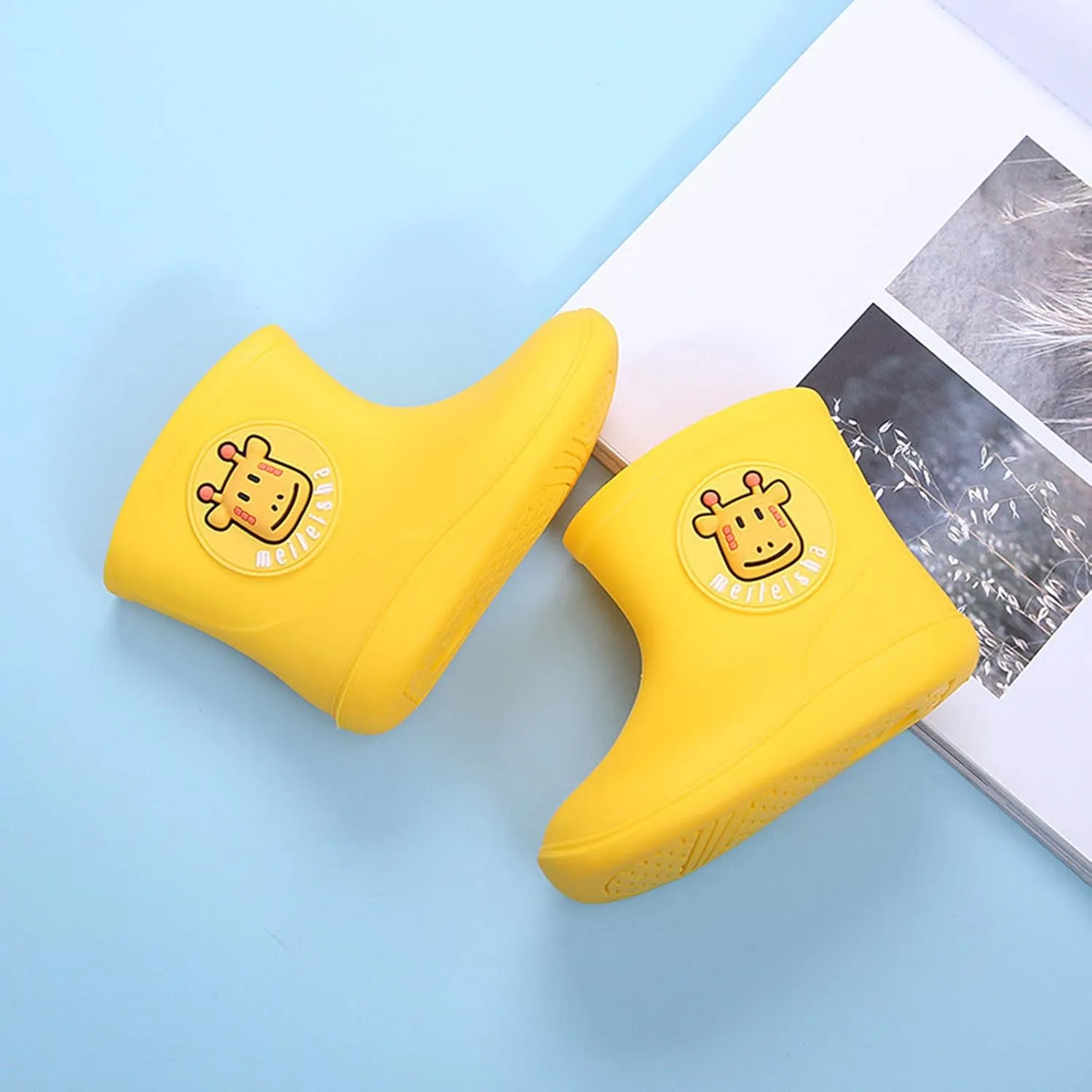 POLG Little Kids Rain Boots for Girls Boys Toddler Cartoon Dinosaur Waterproof Rubber Sole Shoes 1-6 Years