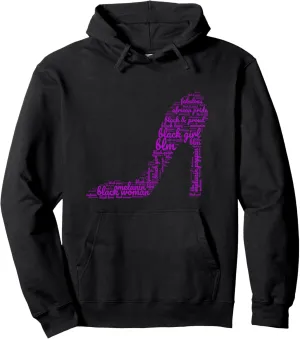 Proud Black Girl Shirt Purple Melanin High Heel Black Woman Pullover Hoodie