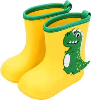 Rain Boots Toddler Children Cute Dinosaur Pull on Rainboots Boys Girls Cartoon Animals Water Shoes Baby Newborn Booties