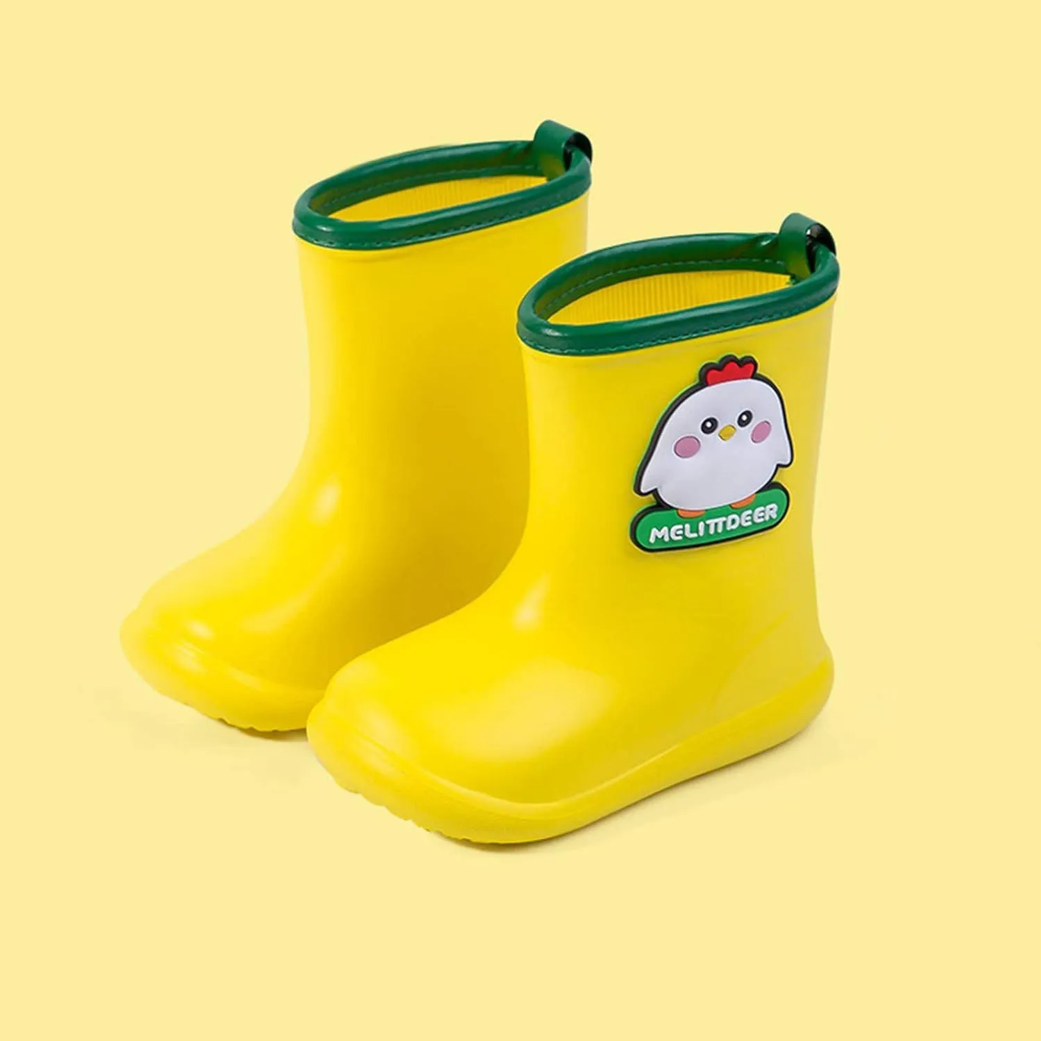 Rain Girls Rubber Rain Boots Shoes Baby Toddler Cartoon Infant Boys Waterproof Baby Shoes Walking (Yellow, 1-2 Years)