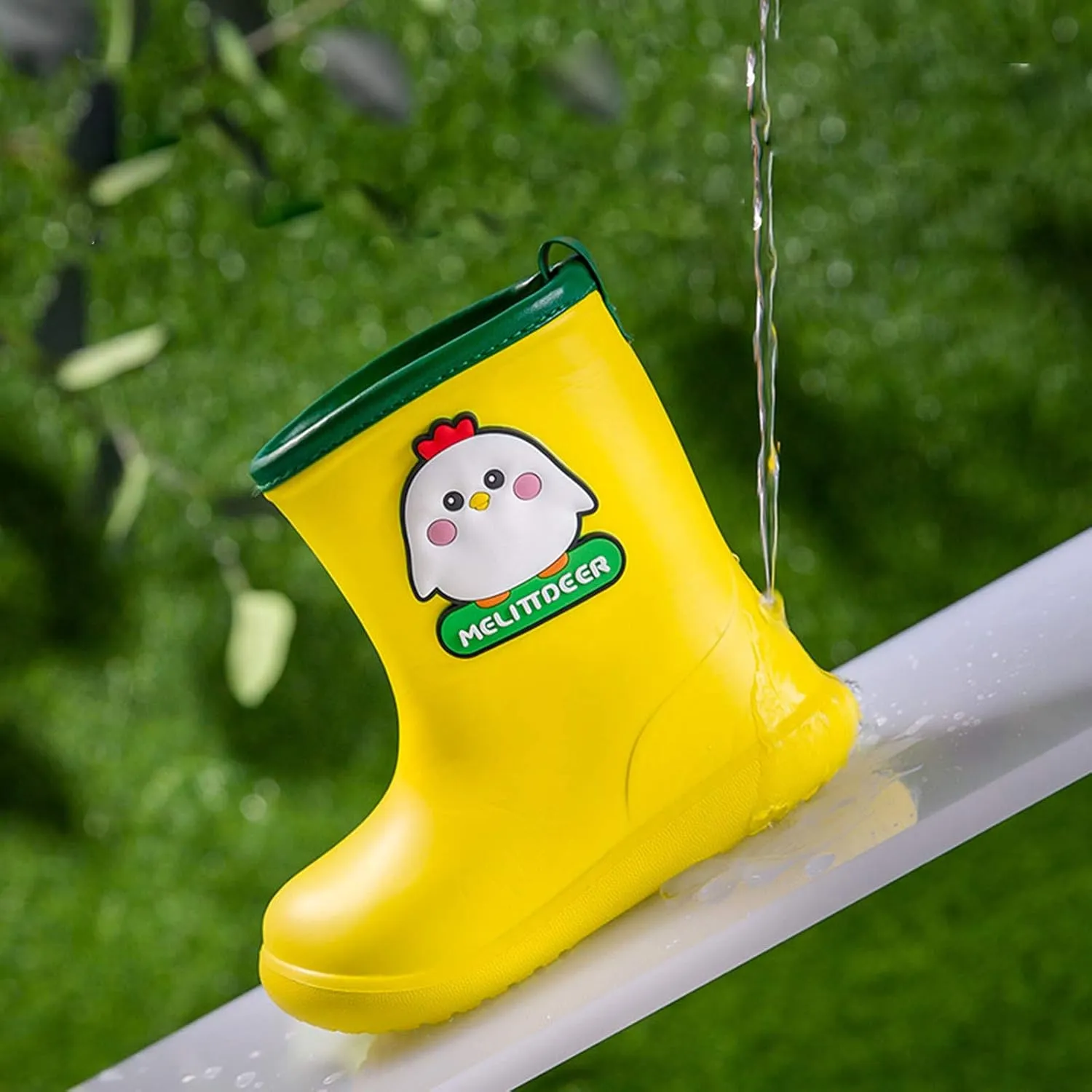 Rain Girls Rubber Rain Boots Shoes Baby Toddler Cartoon Infant Boys Waterproof Baby Shoes Walking (Yellow, 2-3 Years)