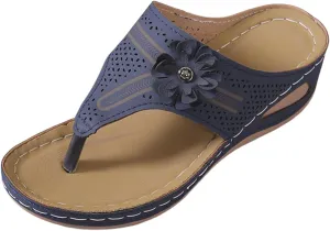 Sandals Women Wedge Shoes Summer Dressy Flip Flops Comfortable Orthopedic with High Increased Flower Platform Footwear Casual Beach Walking Wedges Cushion FootBed Comfort Wedges Slippers