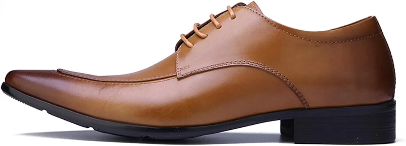 Santimon Men's Classic Oxfords Dress Shoes - Handmade Genuine Cowhide Leather, Non-Slip Rubber Sole, Pointed Toe Derby Shoes for Wedding, Business & Casual Wear