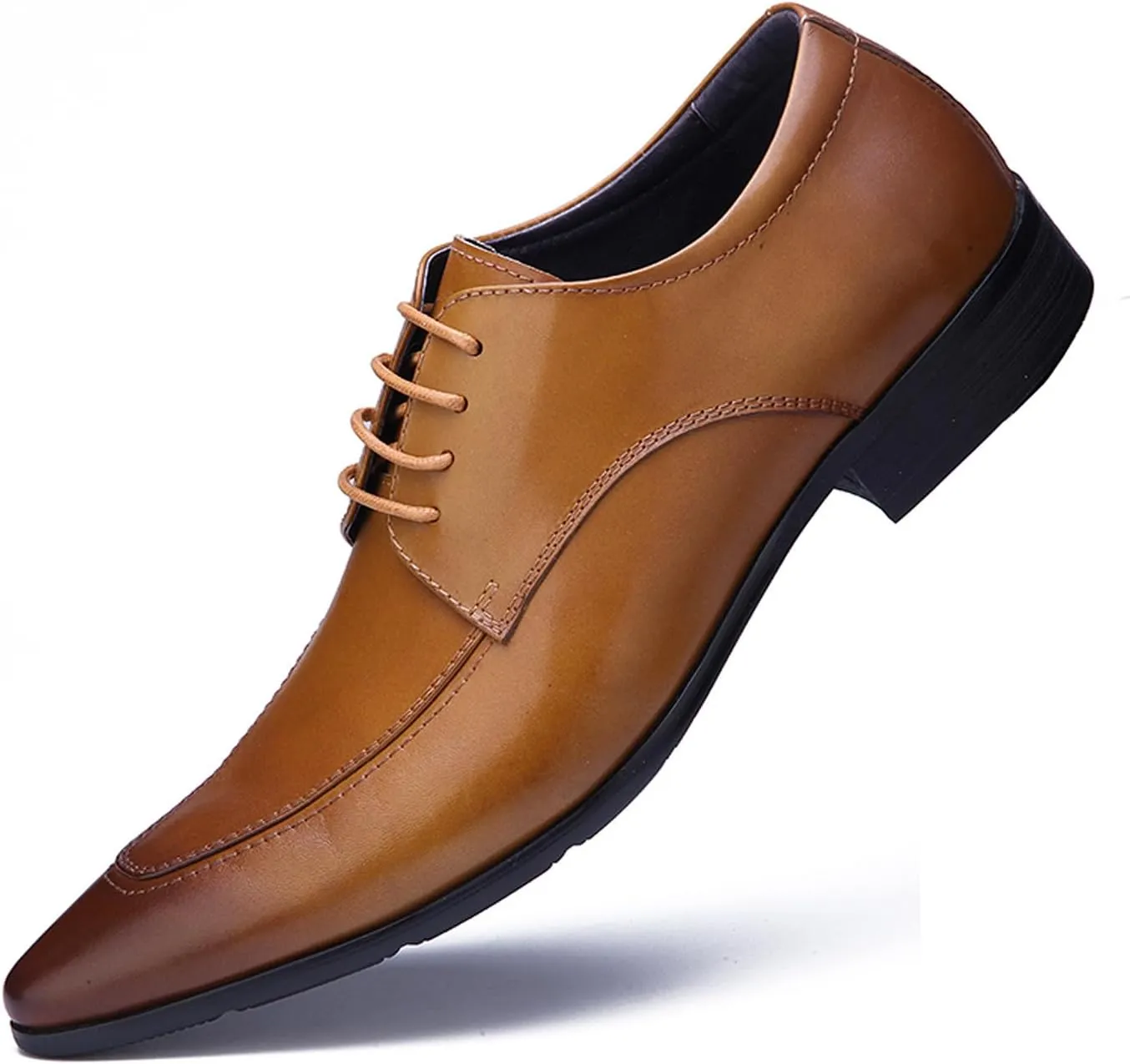 Santimon Men's Classic Oxfords Dress Shoes - Handmade Genuine Cowhide Leather, Non-Slip Rubber Sole, Pointed Toe Derby Shoes for Wedding, Business & Casual Wear