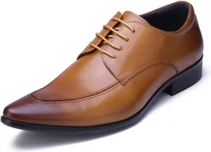 Santimon Men's Classic Oxfords Dress Shoes - Handmade Genuine Cowhide Leather, Non-Slip Rubber Sole, Pointed Toe Derby Shoes for Wedding, Business & Casual Wear