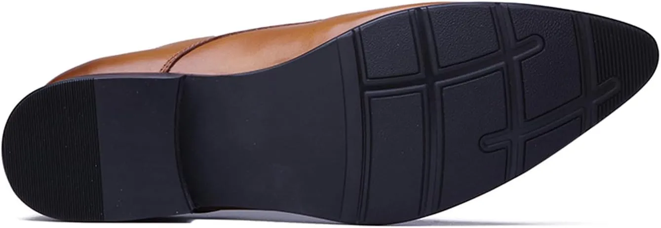 Santimon Men's Classic Oxfords Dress Shoes - Handmade Genuine Cowhide Leather, Non-Slip Rubber Sole, Pointed Toe Derby Shoes for Wedding, Business & Casual Wear
