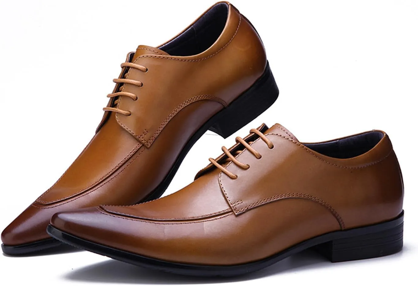 Santimon Men's Classic Oxfords Dress Shoes - Handmade Genuine Cowhide Leather, Non-Slip Rubber Sole, Pointed Toe Derby Shoes for Wedding, Business & Casual Wear