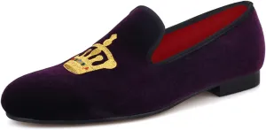 Santimon Mens Loafers Slip On Wedding Dress Casual Suede Velvet Penny Loafers Fashion Tuxedo Business Luxury Embroidered Crown Shoes Prom Smoking Party Disco Moccasins for Men