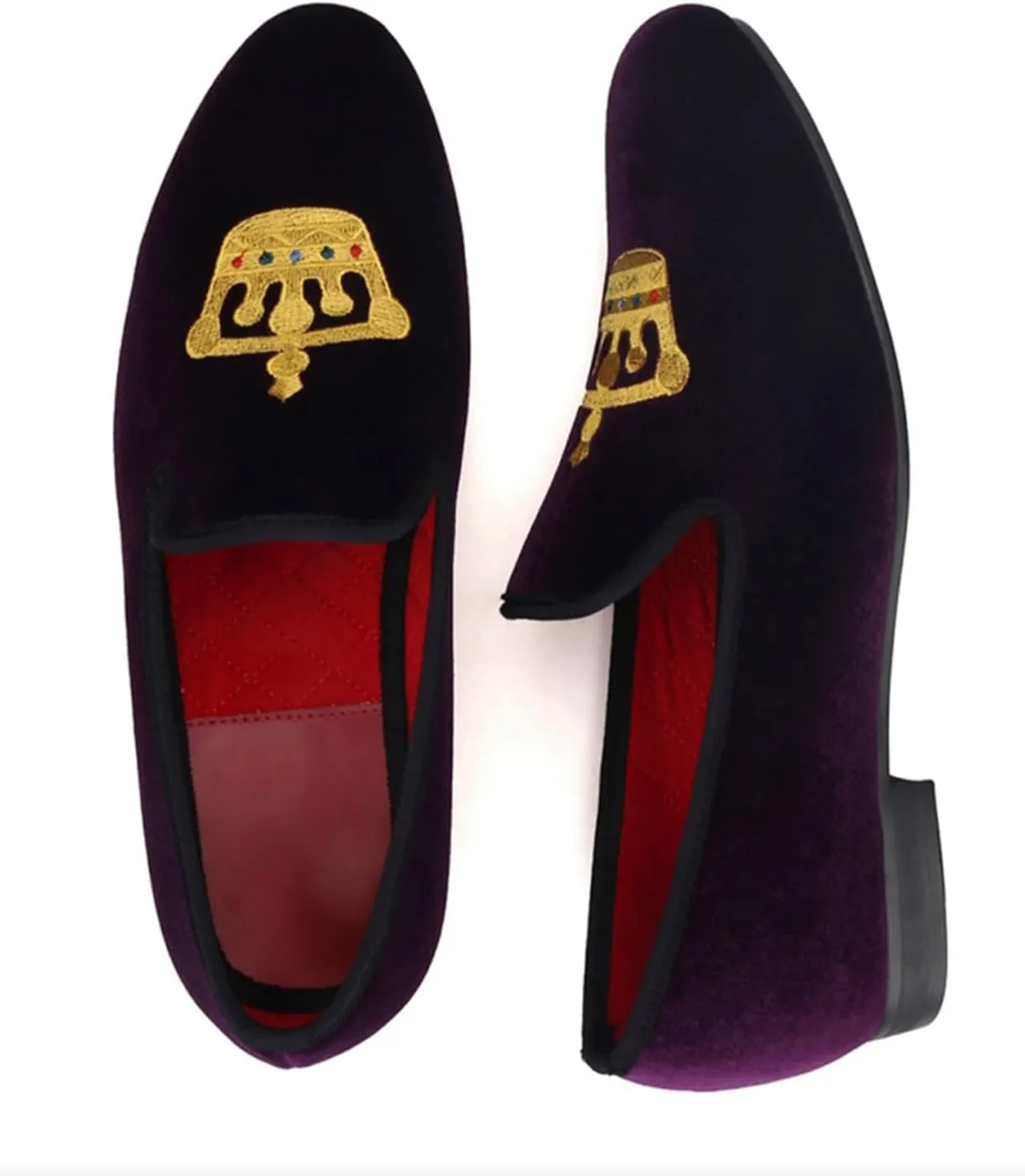 Santimon Mens Loafers Slip On Wedding Dress Casual Suede Velvet Penny Loafers Fashion Tuxedo Business Luxury Embroidered Crown Shoes Prom Smoking Party Disco Moccasins for Men