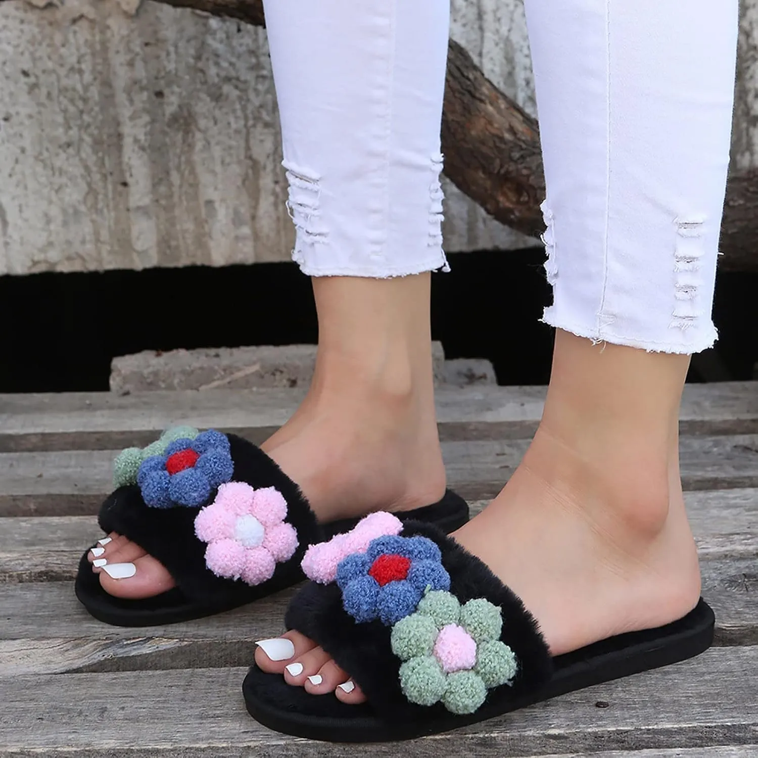 SBGMoSJ Indoor House Slippers for Guests Mens Slipper Booties Memory Foam House Slippers Spa Slippers for Women Rubber Christmas Garland Gifts for Women 2023