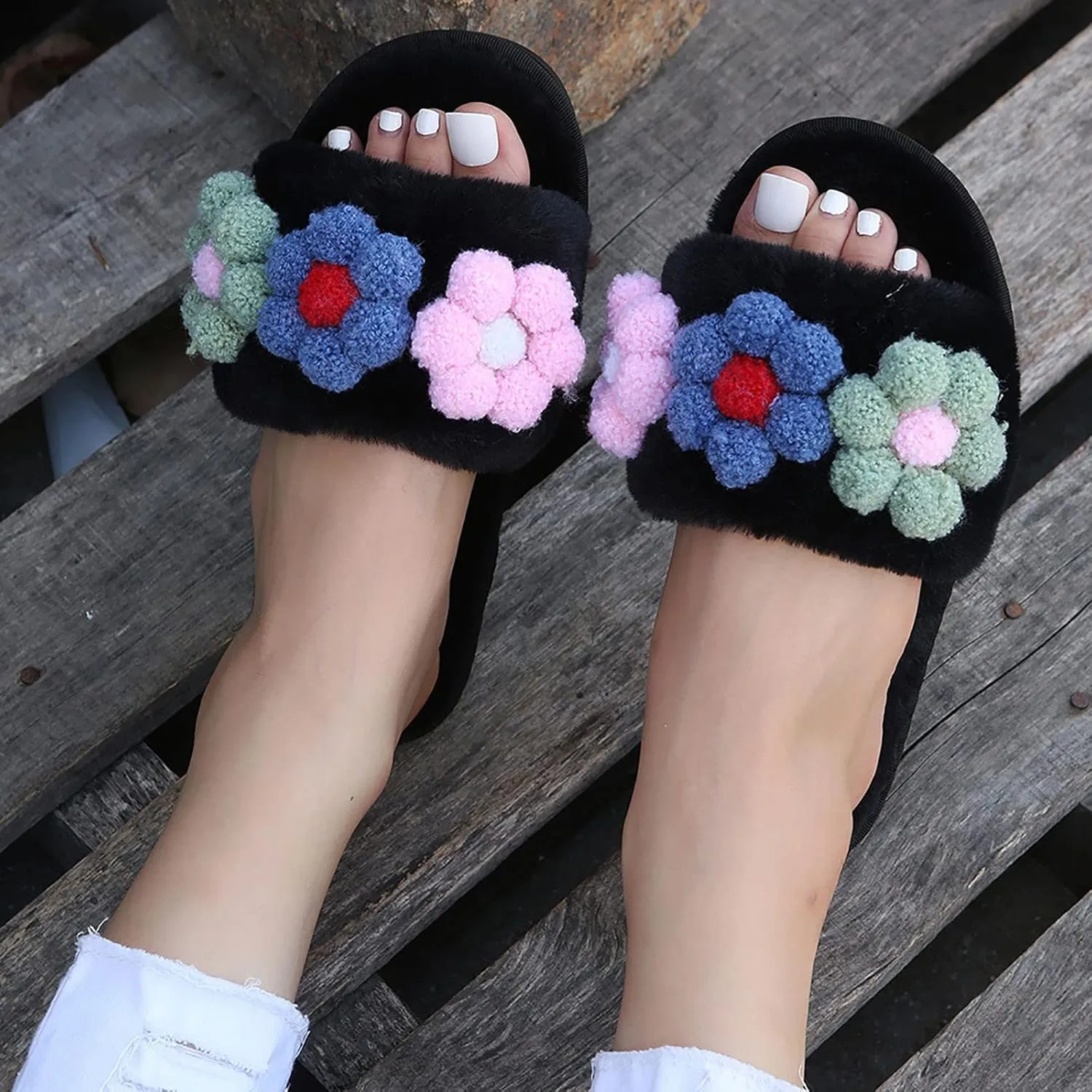 SBGMoSJ Indoor House Slippers for Guests Mens Slipper Booties Memory Foam House Slippers Spa Slippers for Women Rubber Christmas Garland Gifts for Women 2023