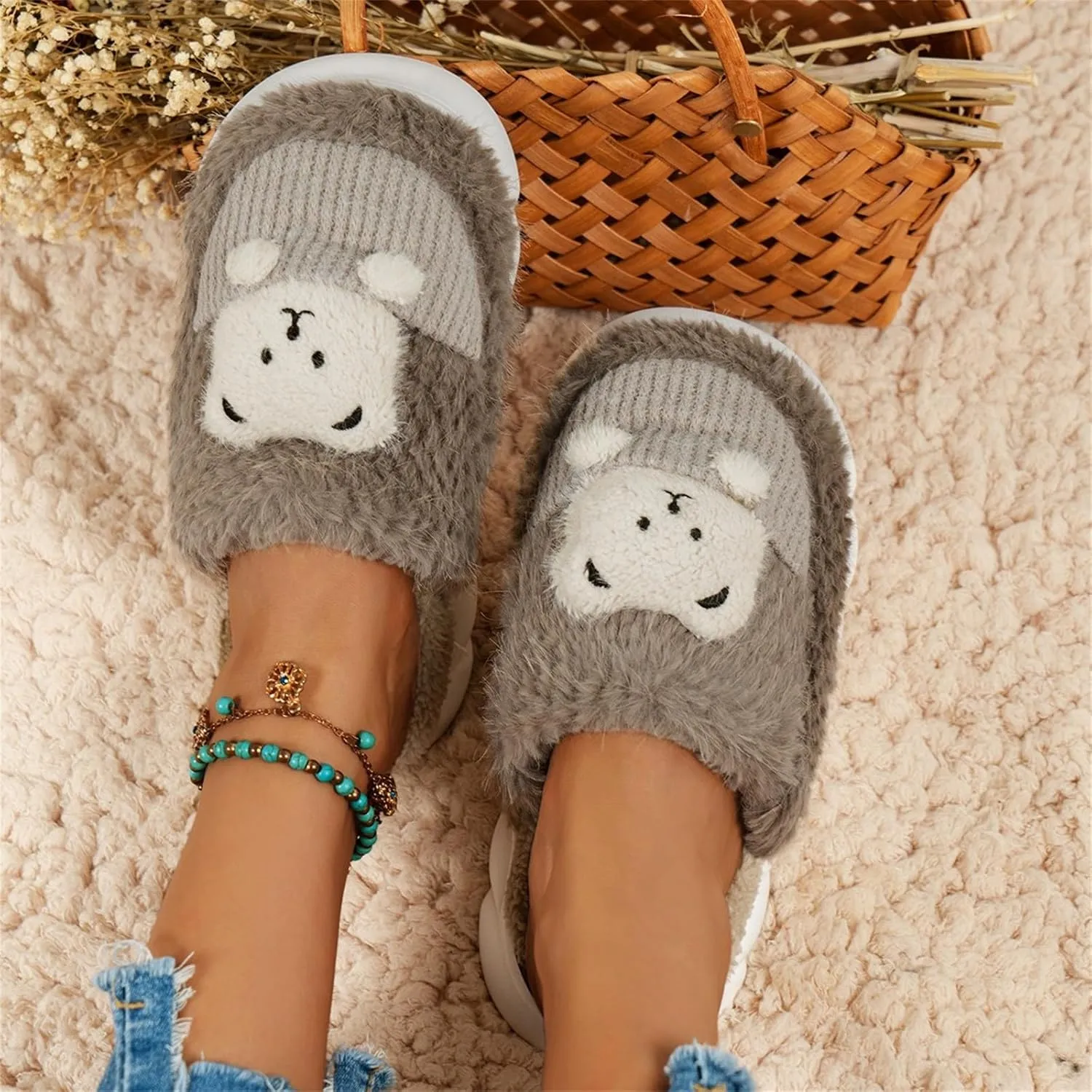 SBGMoSJ Womens House Shoes Slippers Indoor Outdoor Bedroom Shoes Winter Slipper Boots for Men Big Fluffy Slippers for Men Women Gifts for Christmas Gifts for Men 2023