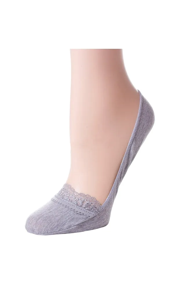 SC008 Solid Stretch Ankle Socks with Lace Trim (12prs Pack)