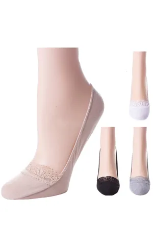 SC008 Solid Stretch Ankle Socks with Lace Trim (12prs Pack)