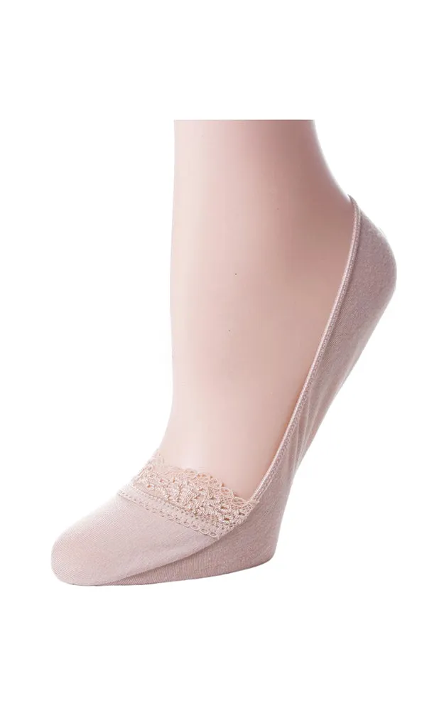 SC008 Solid Stretch Ankle Socks with Lace Trim (12prs Pack)
