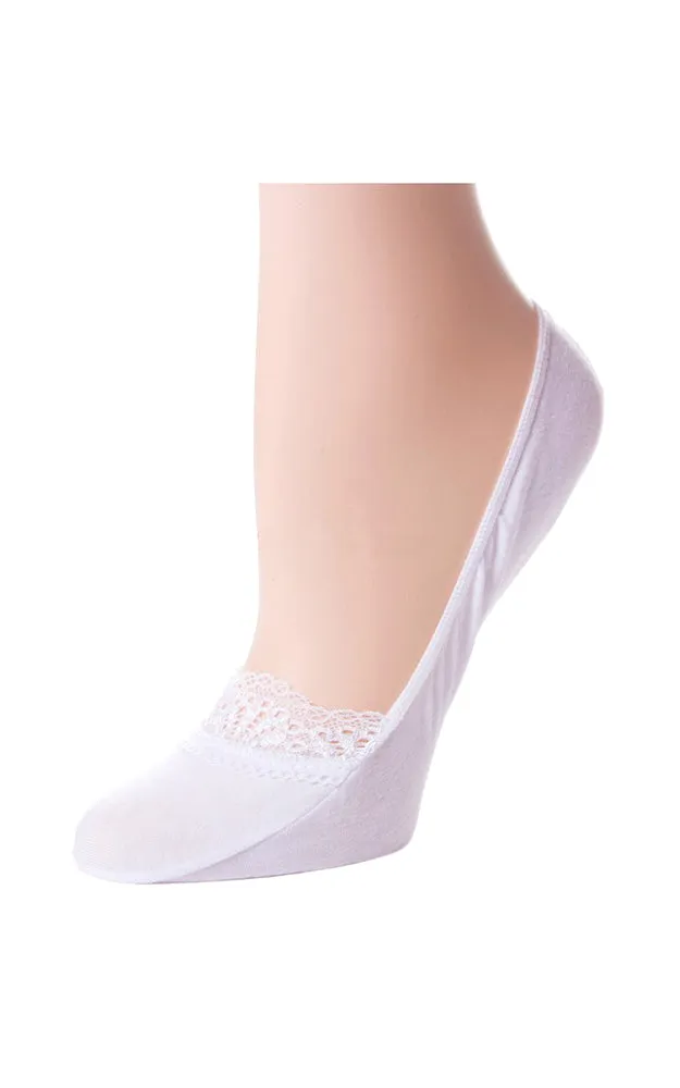 SC008 Solid Stretch Ankle Socks with Lace Trim (12prs Pack)