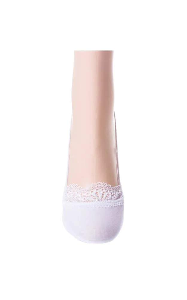 SC008 Solid Stretch Ankle Socks with Lace Trim (12prs Pack)