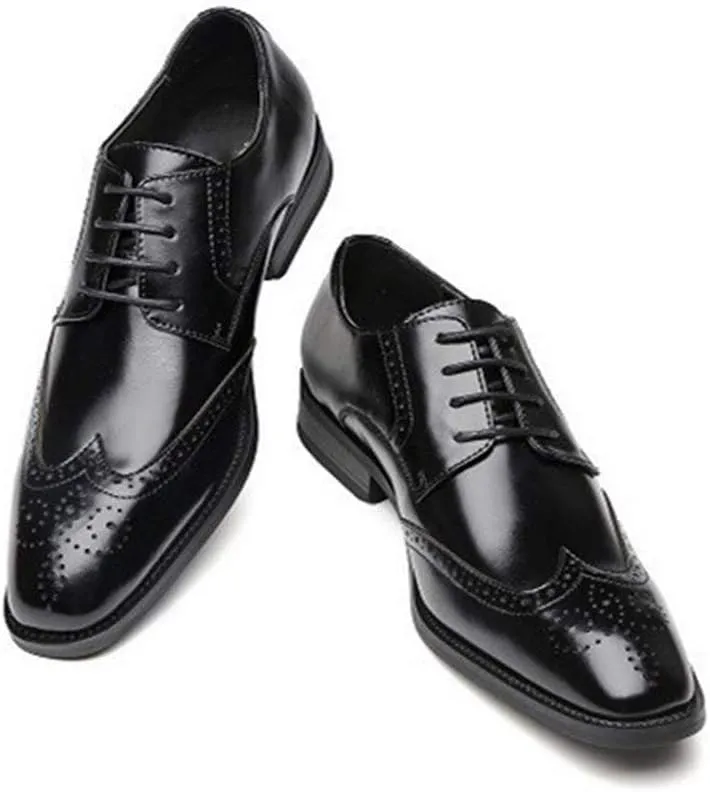 Shoes Dress Oxford for Men Lace Up Wing Tip Brogue Derby Shoes Cowhide Block Heel Non Slip Anti-Slip Business Suitable for Many Occasions